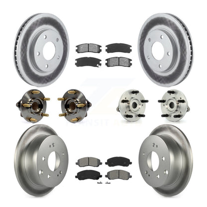 Hub Bearing Coated Brake Rotor & Pad Front Rear Kit (10Pc) For Mitsubishi Galant