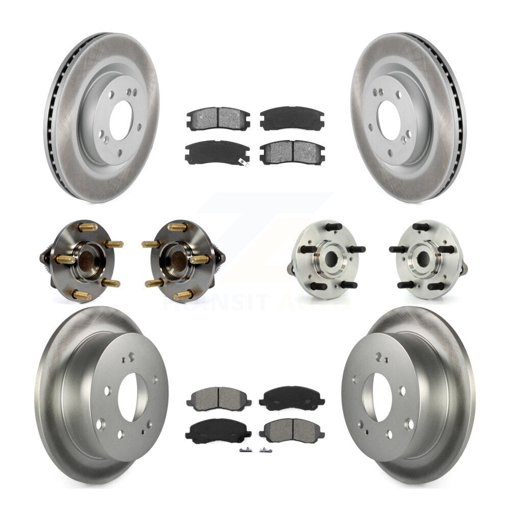 Hub Bearing Coated Brake Rotor Pads Front Rear Kit (10Pc) For Mitsubishi Eclipse