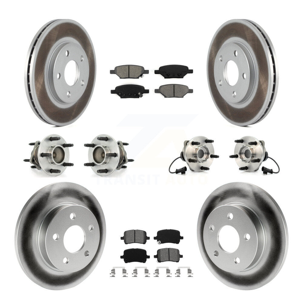 Hub Bearing Coated Brake Rotor & Pads Front Rear Kit (10Pc) For Chevrolet Malibu