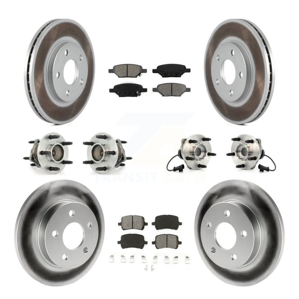 Hub Bearing Coated Brake Rotor Pad Front Rear Kit (10Pc) For Chevrolet Malibu G6