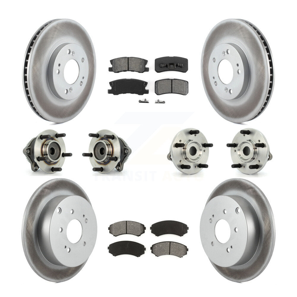 Hub Bearing Coated Brake Rotor Pad Front Rear Kit (10Pc) For Mitsubishi Endeavor