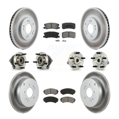 Hub Bearing Coated Brake Rotor Pad Front Rear Kit (10Pc) For Mitsubishi Endeavor