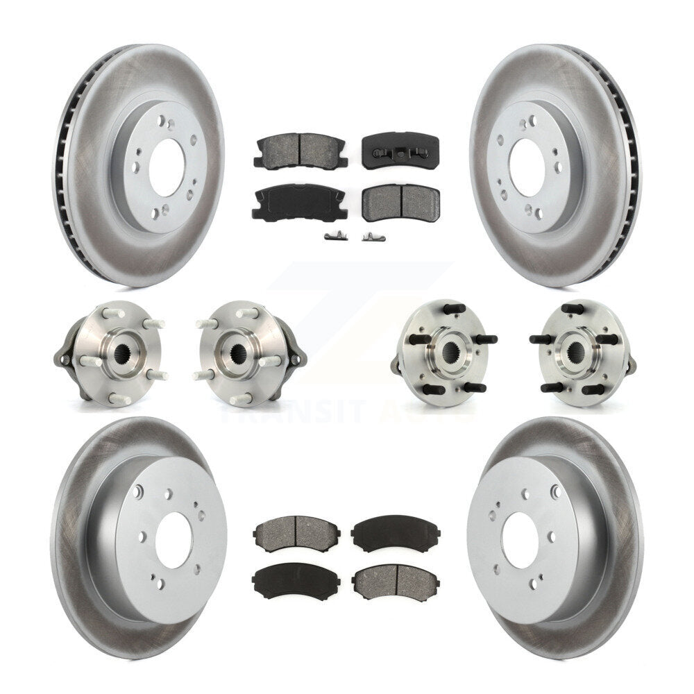 Hub Bearing Coated Brake Rotor Pad Front Rear Kit (10Pc) For Mitsubishi Endeavor