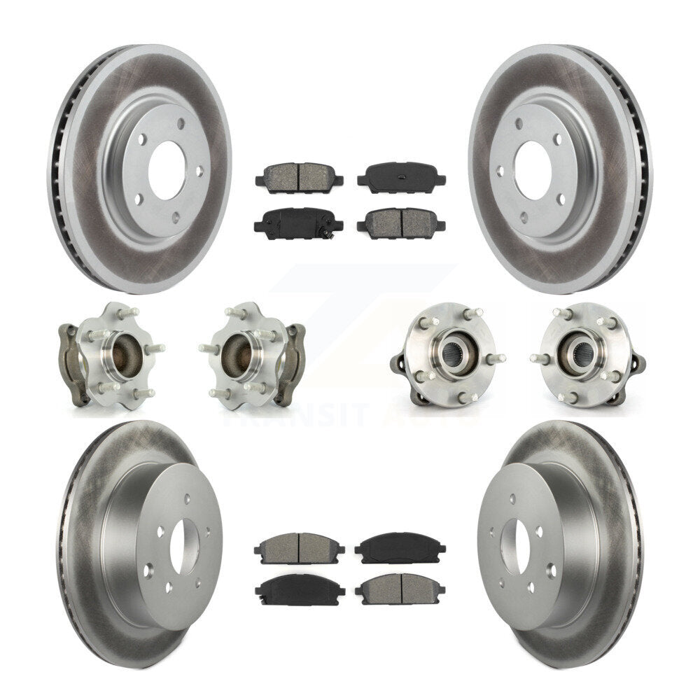 Hub Bearing Coated Brake Rotor Pads Front Rear Kit (10Pc) For 04-09 Nissan Quest