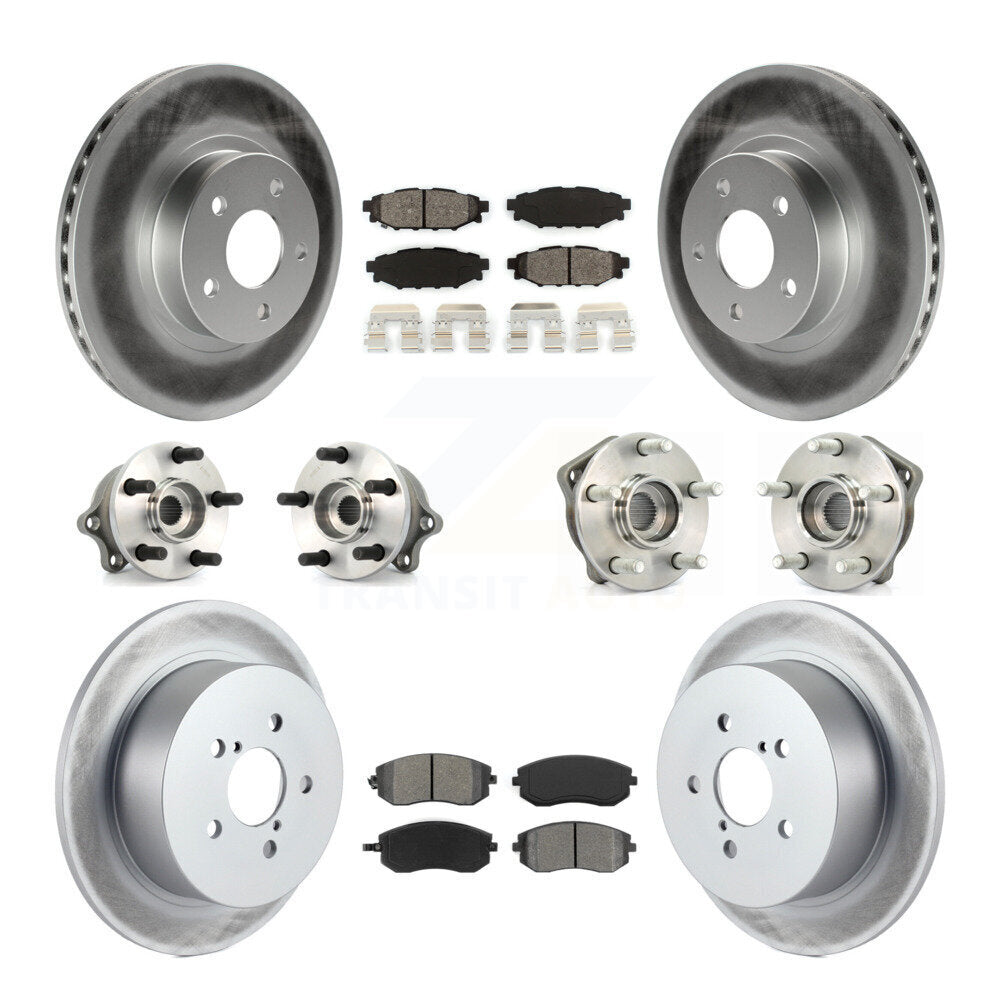 Hub Bearing Coated Disc Brake Rotor Pads Front Rear Kit (10Pc) For Subaru Legacy