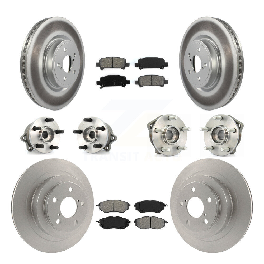 Hub Bearing Coated Disc Brake Rotor Pads Front Rear Kit (10Pc) For Subaru Legacy