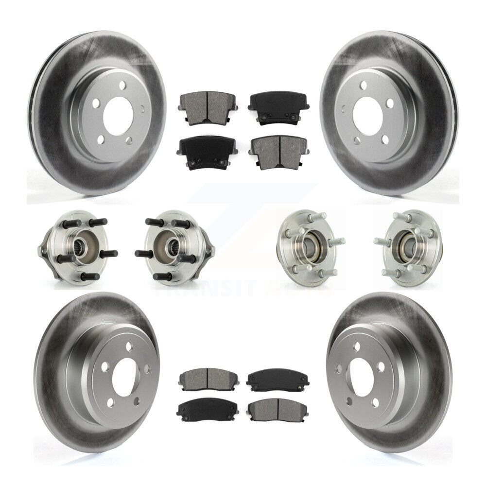 Hub Bearing Coated Brake Rotor Pads Front Rear Kit (10Pc) For Chrysler 300 Dodge