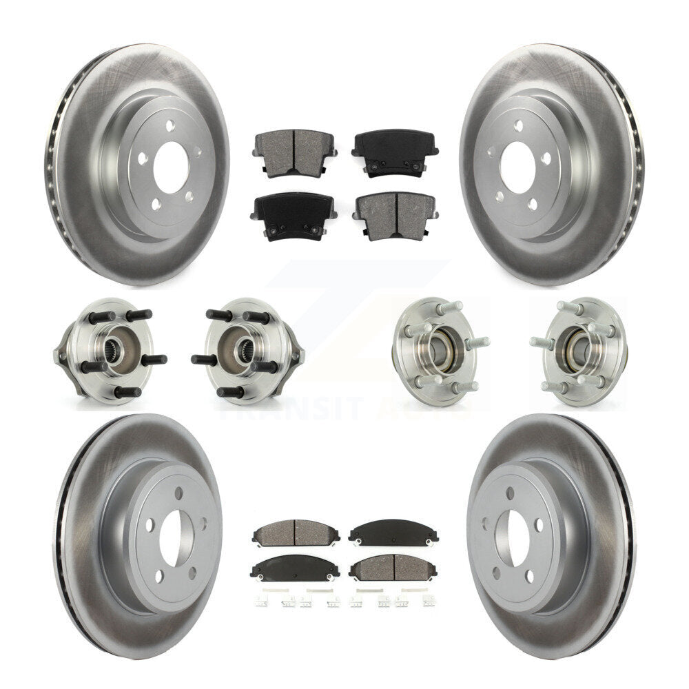 Hub Bearing Coated Brake Rotor Pads Front Rear Kit (10Pc) For Chrysler 300 Dodge