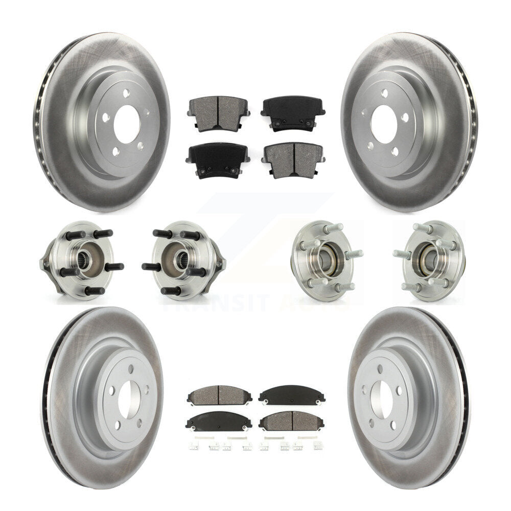 Hub Bearing Coated Disc Brake Rotor Pads Front Rear Kit (10Pc) For Dodge Charger