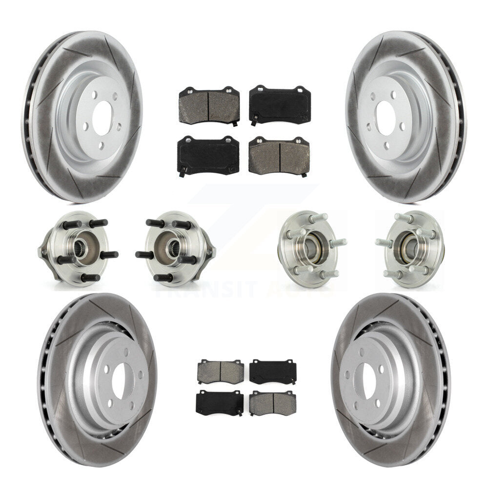 Hub Bearing Coated Brake Rotor Pads Front Rear Kit (10Pc) For Chrysler 300 Dodge