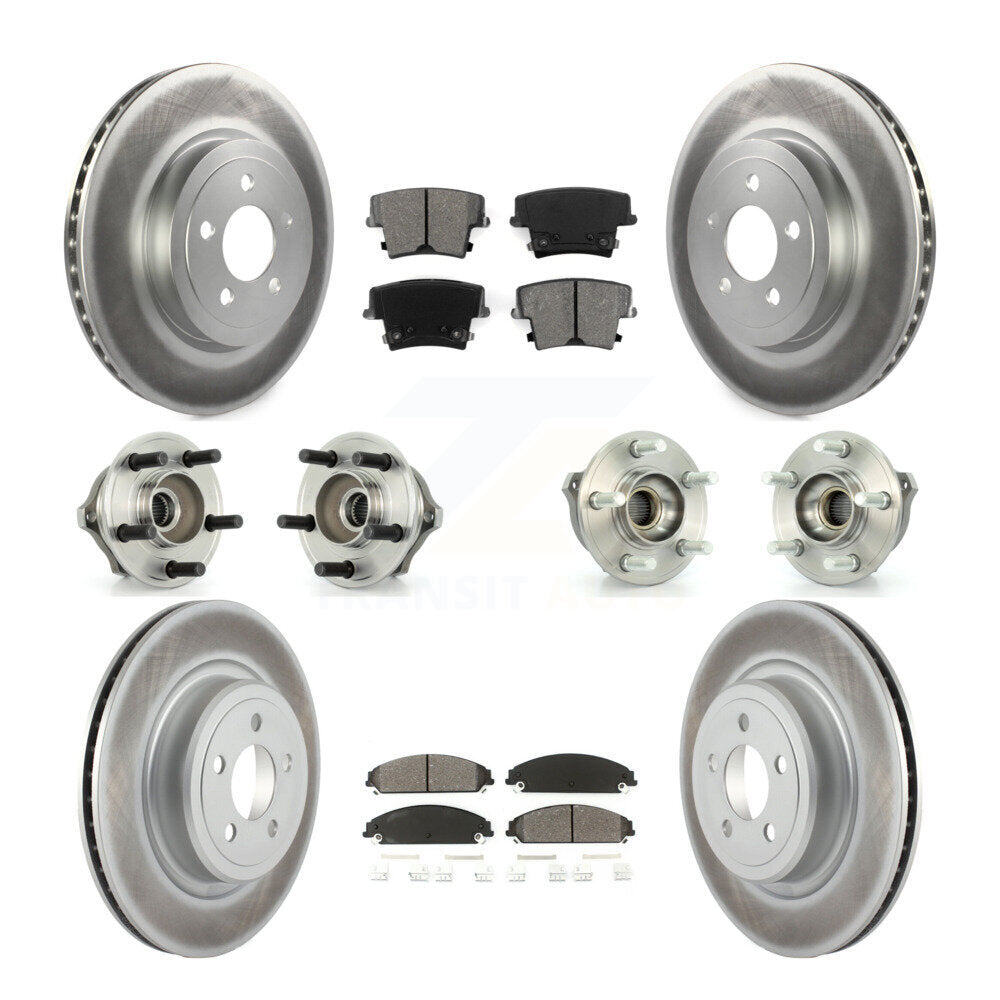 Hub Bearing Coated Disc Brake Rotor Pads Front Rear Kit (10Pc) For Dodge Charger