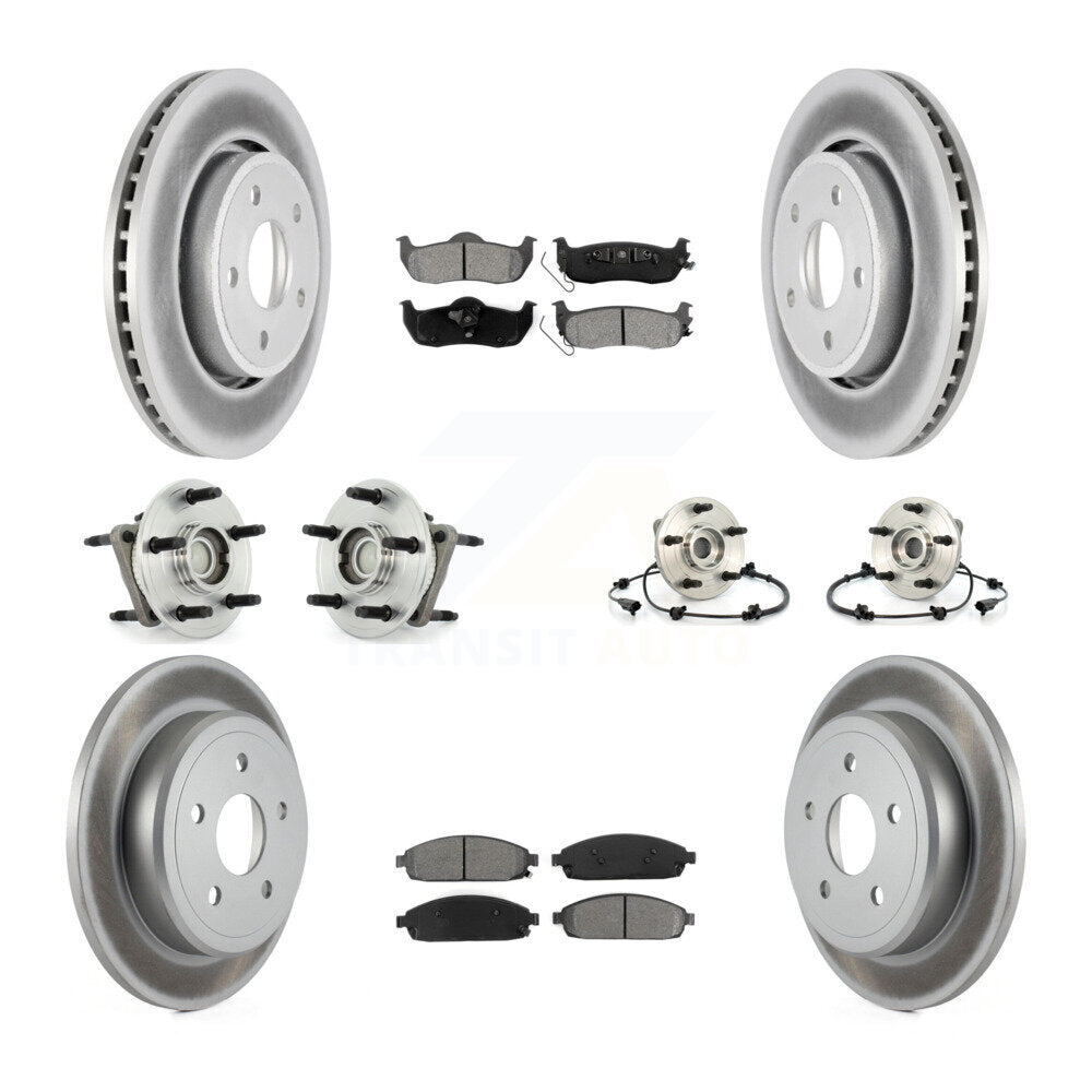 Hub Bearing Coated Brake Rotor Pad Front Rear Kit (10Pc) For Jeep Grand Cherokee