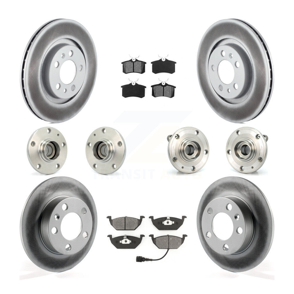 Hub Bearing Coated Brake Rotor & Pads Front Rear Kit (10Pc) For Volkswagen Jetta