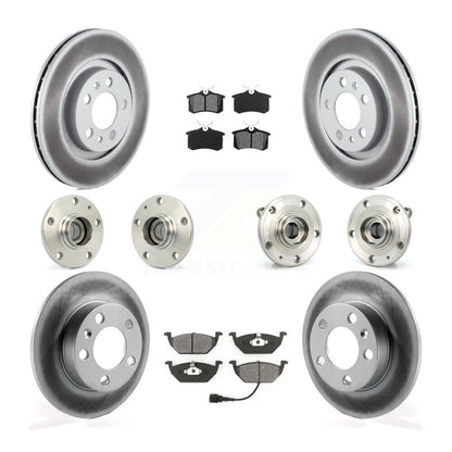 Hub Bearing Coated Brake Rotor & Pads Front Rear Kit (10Pc) For Volkswagen Jetta