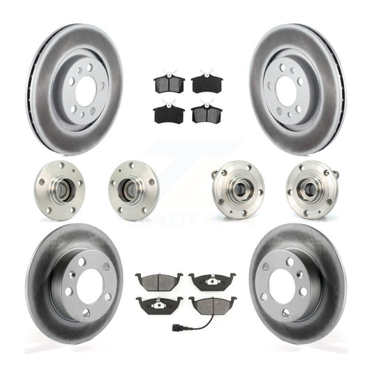 Hub Bearing Coated Brake Rotor & Pads Front Rear Kit (10Pc) For Volkswagen Jetta