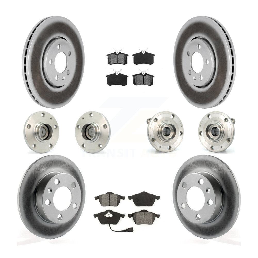 Hub Bearing Coated Brake Rotor & Pads Front Rear Kit (10Pc) For Volkswagen Jetta