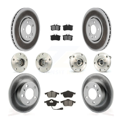 Hub Bearing Coated Brake Rotor & Pads Front Rear Kit (10Pc) For Volkswagen Jetta