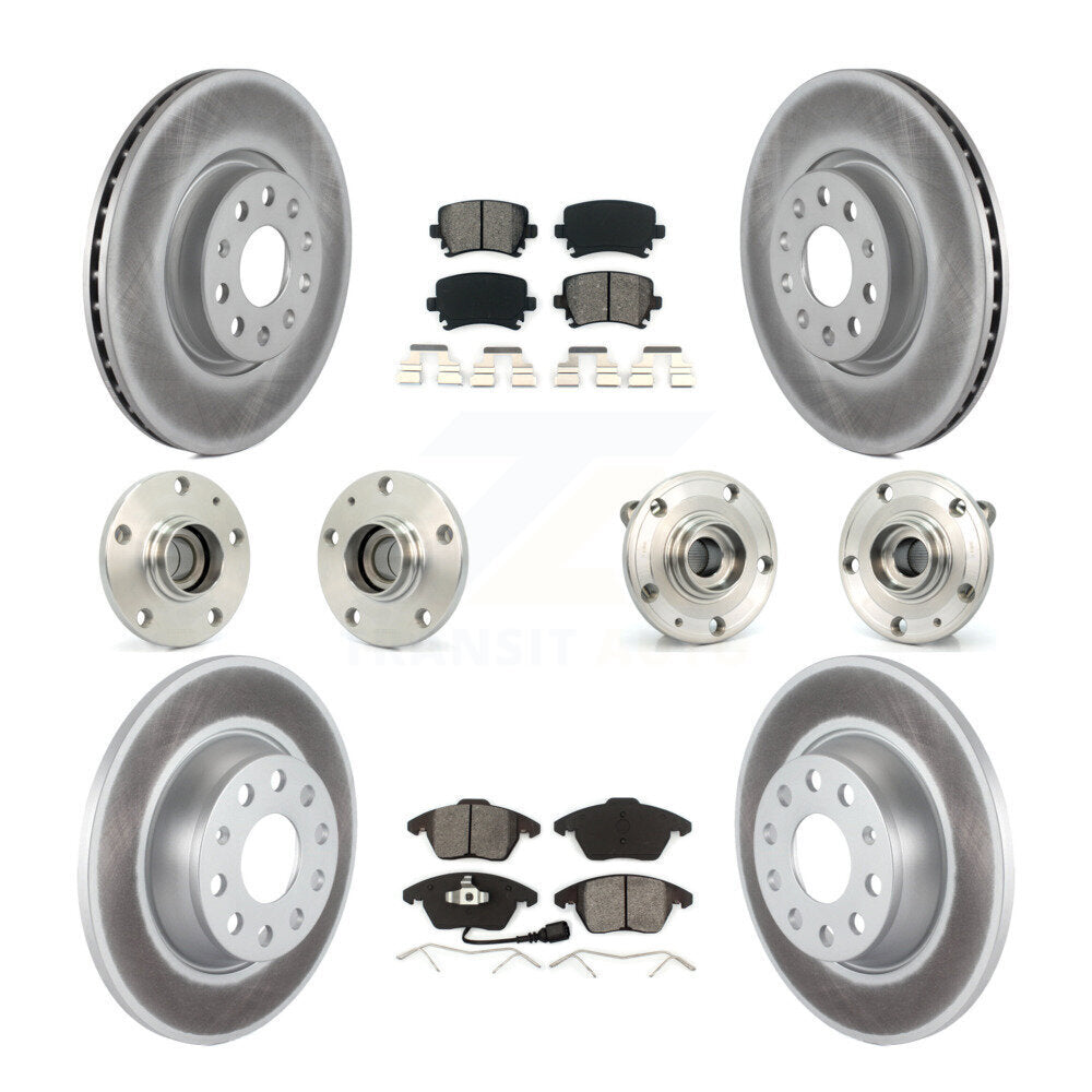 Hub Bearing Coat Brake Rotor Pad Front Rear Kit (10Pc) For Volkswagen Passat Eos