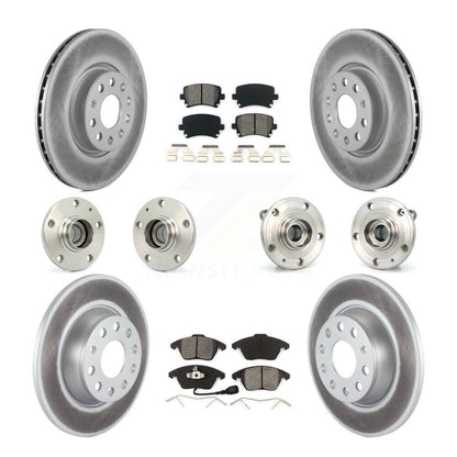 Hub Bearing Coat Brake Rotor Pad Front Rear Kit (10Pc) For Volkswagen Passat Eos
