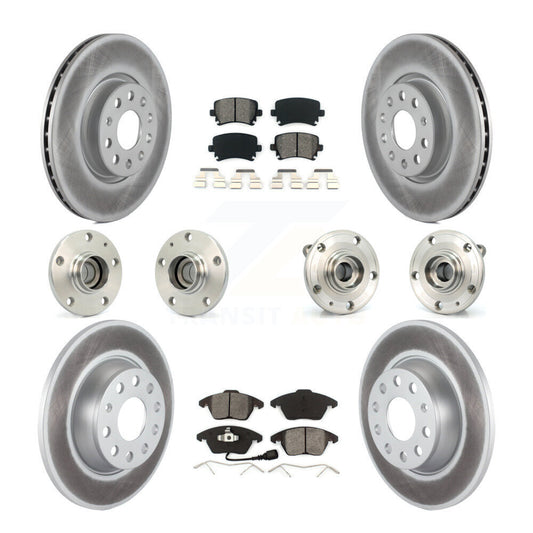 Hub Bearing Coat Brake Rotor Pad Front Rear Kit (10Pc) For Volkswagen Passat Eos