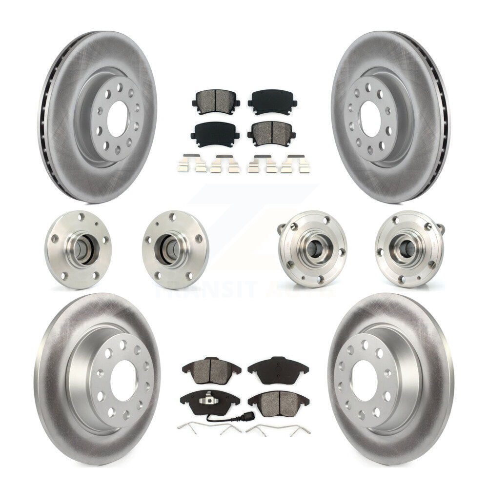 Hub Bearing Coat Brake Rotor Pads Front Rear Kit (10Pc) For Volkswagen CC Passat