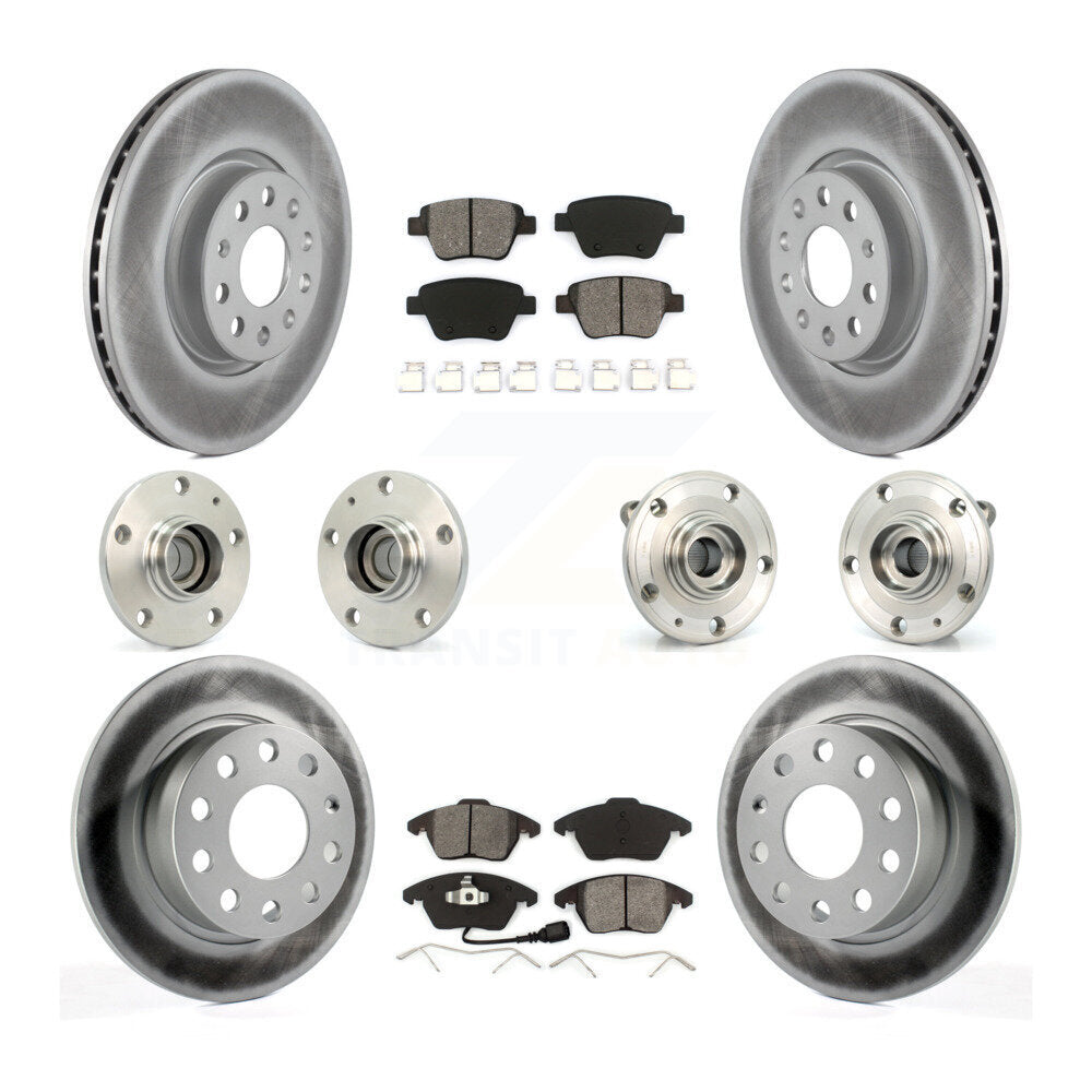 Hub Bearing Coat Brake Rotor Pad Front Rear Kit (10Pc) For Volkswagen Jetta 2.0L