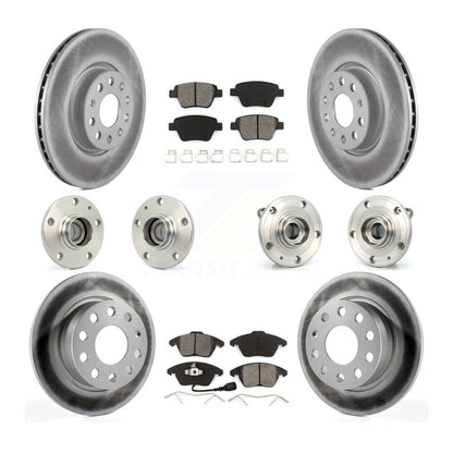 Hub Bearing Coat Brake Rotor Pad Front Rear Kit (10Pc) For Volkswagen Jetta 2.0L