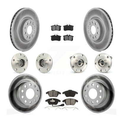 Hub Bearing Coated Brake Rotor & Pads Front Rear Kit (10Pc) For Volkswagen Jetta