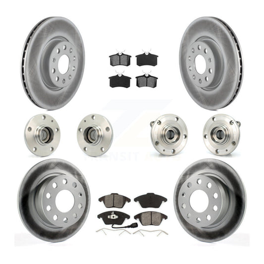 Hub Bearing Coated Brake Rotor & Pads Front Rear Kit (10Pc) For Volkswagen Jetta