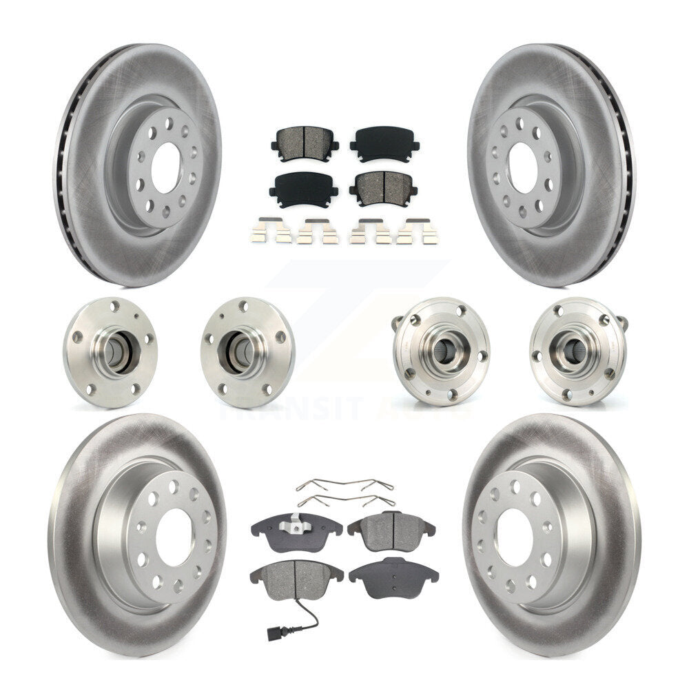 Hub Bearing Coat Brake Rotor Pads Front Rear Kit (10Pc) For Volkswagen Tiguan Q3