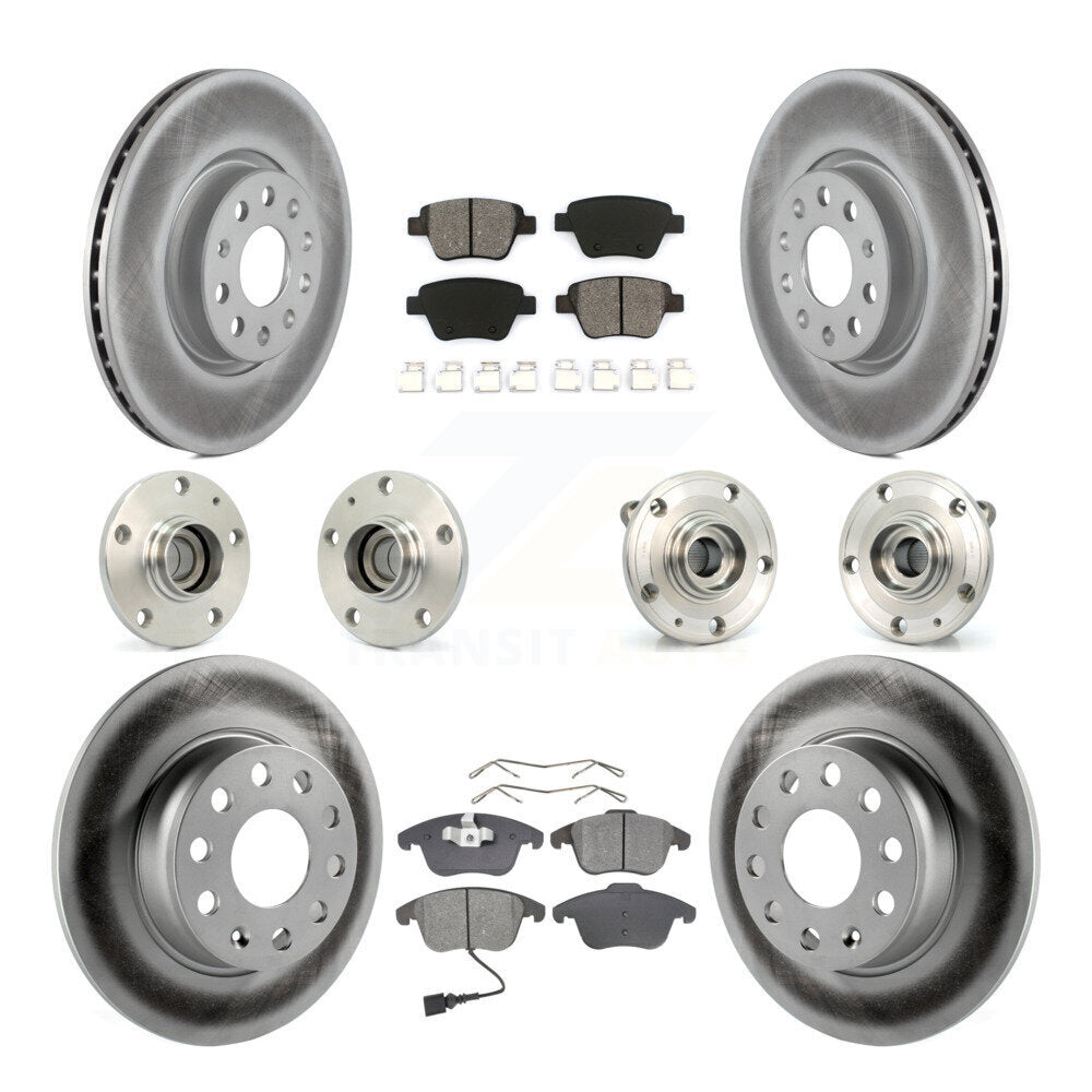 Hub Bearing Coated Brake Rotor & Pad Front Rear Kit (10Pc) For Volkswagen Passat