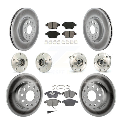 Hub Bearing Coated Brake Rotor & Pad Front Rear Kit (10Pc) For Volkswagen Passat