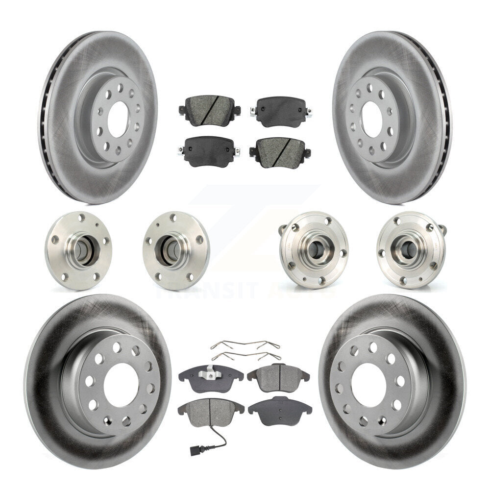 Hub Bearing Coated Brake Rotor & Pad Front Rear Kit (10Pc) For Volkswagen Passat