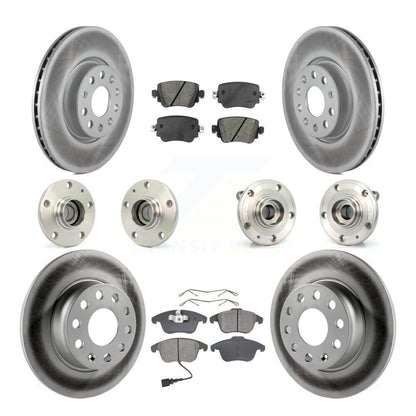 Hub Bearing Coated Brake Rotor & Pad Front Rear Kit (10Pc) For Volkswagen Passat