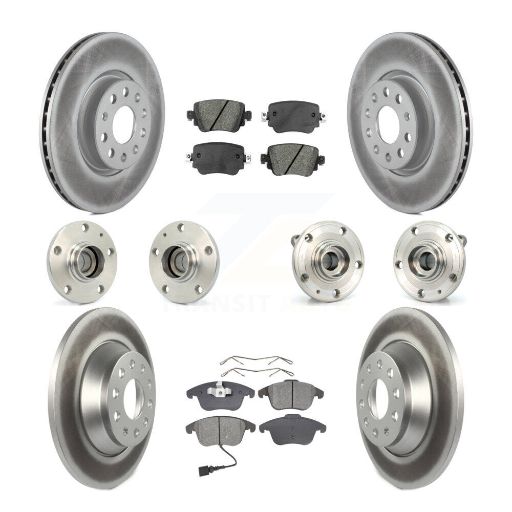 Hub Bearing Coated Brake Rotor & Pad Front Rear Kit (10Pc) For 2016-2018 Audi Q3