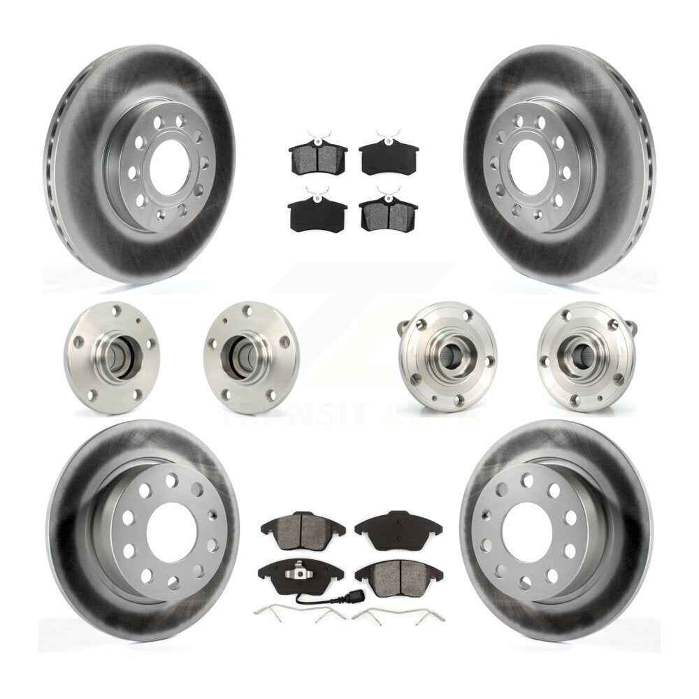 Hub Bearing Coated Brake Rotor & Pads Front Rear Kit (10Pc) For Volkswagen Jetta