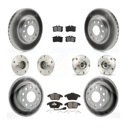 Hub Bearing Coated Brake Rotor & Pads Front Rear Kit (10Pc) For Volkswagen Jetta