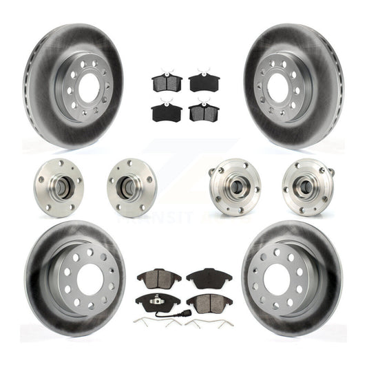 Hub Bearing Coated Brake Rotor & Pads Front Rear Kit (10Pc) For Volkswagen Jetta