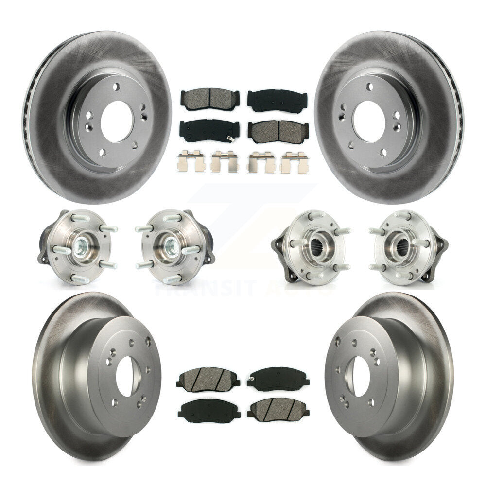 Hub Bearing Coat Brake Rotor Pads Front Rear Kit (10Pc) For Hyundai Santa Fe FWD