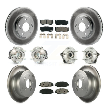 Hub Bearing Coat Brake Rotor Pads Front Rear Kit (10Pc) For Hyundai Santa Fe FWD