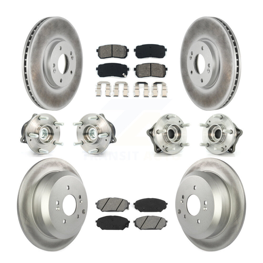 Hub Bearing Coat Brake Rotor Pads Front Rear Kit (10Pc) For Hyundai Veracruz FWD