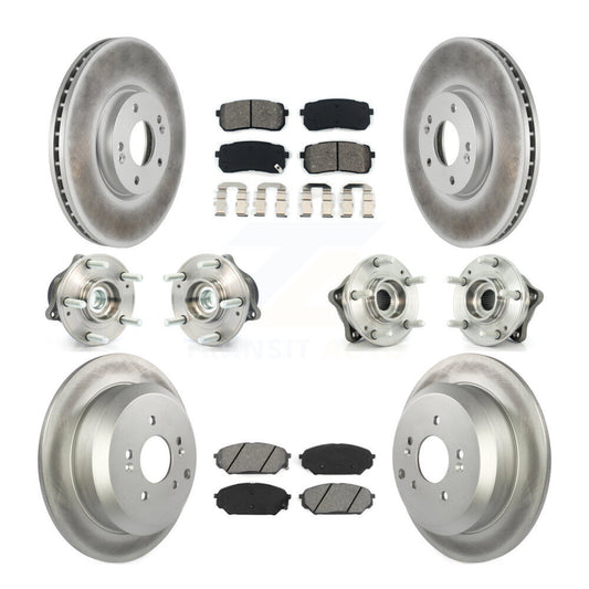 Hub Bearing Coat Brake Rotor Pads Front Rear Kit (10Pc) For Hyundai Veracruz FWD