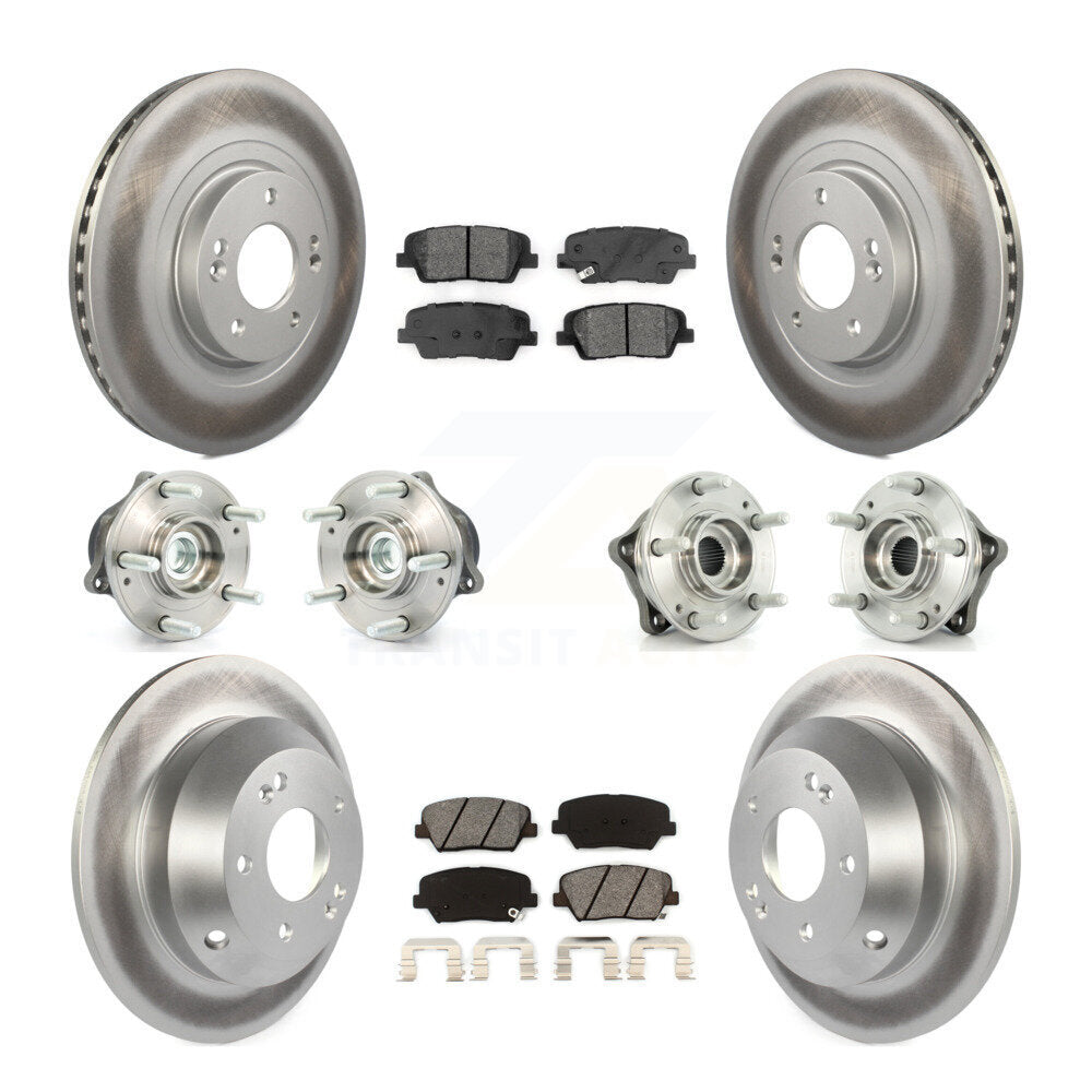 Hub Bearing Coat Brake Rotor Pad Front Rear Kit (10Pc) For 14-15 Kia Sorento FWD