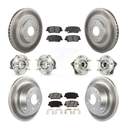 Hub Bearing Coat Brake Rotor Pad Front Rear Kit (10Pc) For 14-15 Kia Sorento FWD