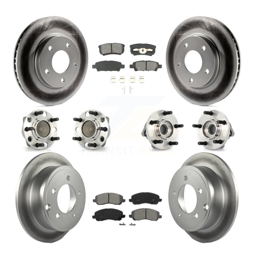 Hub Bearing Coated Disc Brake Rotor Pads Front Rear Kit (10Pc) For Dodge Caliber