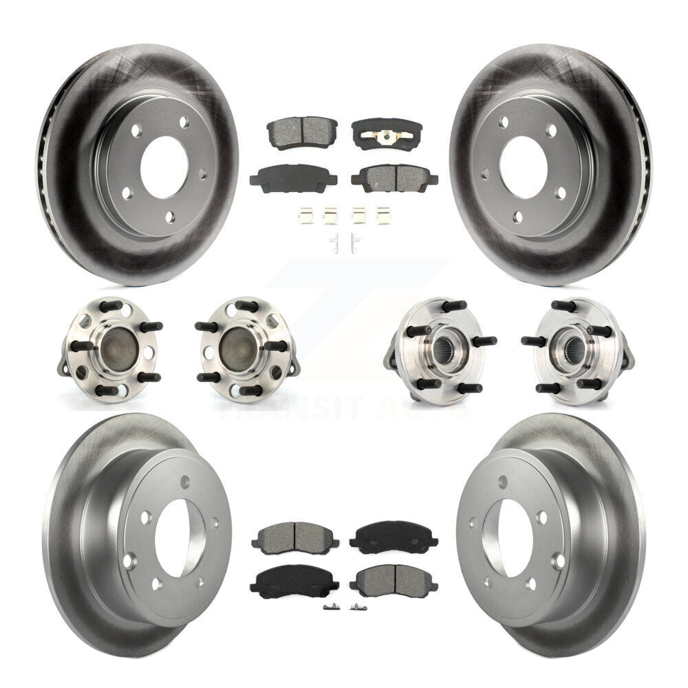 Hub Bearing Coated Disc Brake Rotor Pads Front Rear Kit (10Pc) For Dodge Caliber