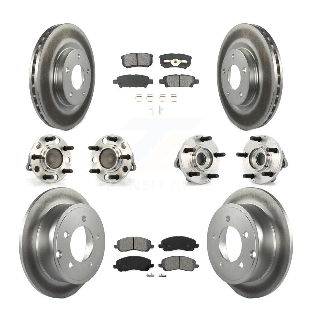 Hub Bearing Coated Brake Rotor Pads Front Rear Kit (10Pc) For Chrysler Dodge 200