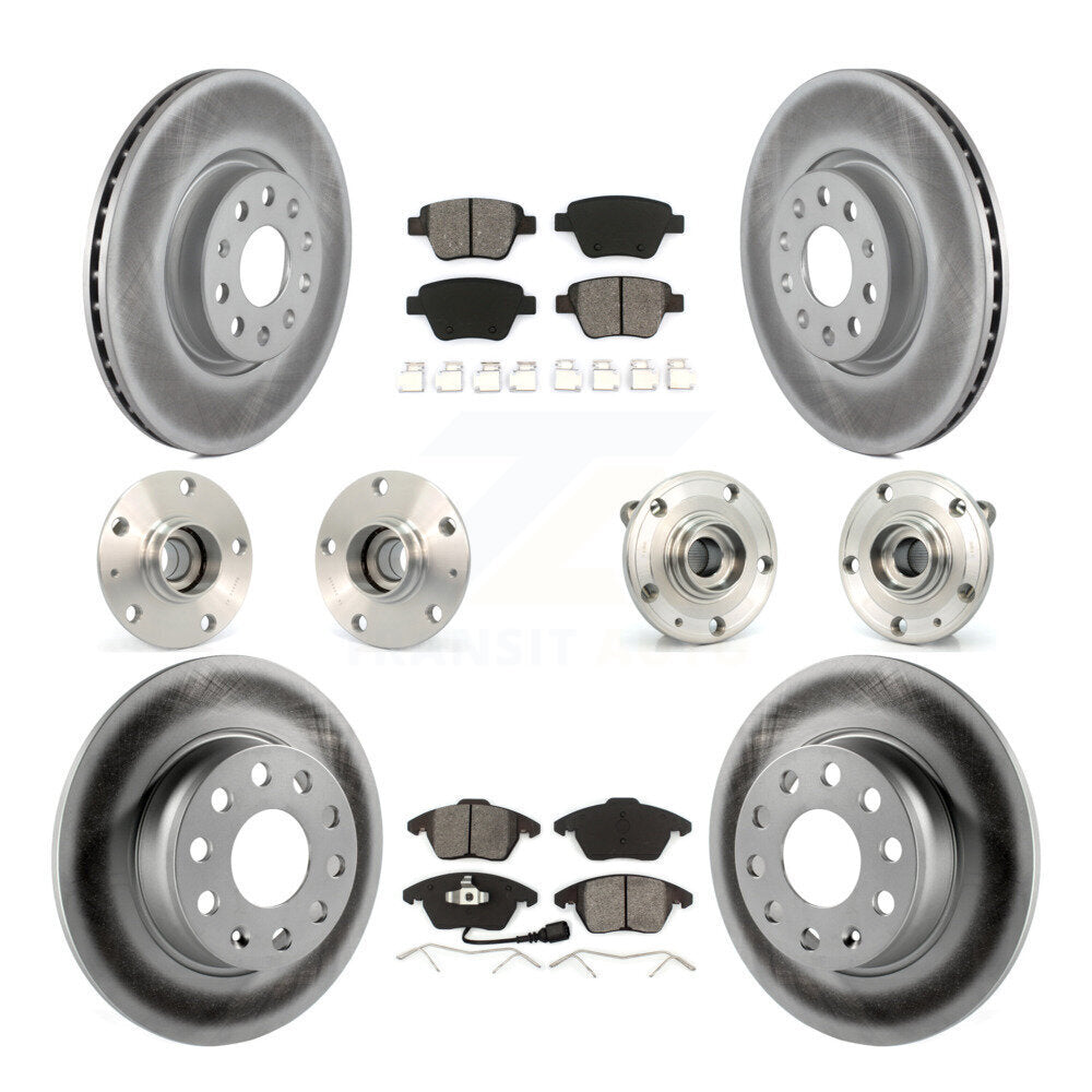 Hub Bearing Coated Disc Brake Rotor Pad Front Rear Kit (10Pc) For Volkswagen GTI