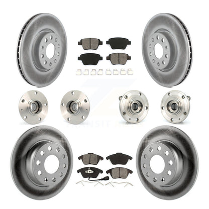 Hub Bearing Coated Disc Brake Rotor Pad Front Rear Kit (10Pc) For Volkswagen GTI