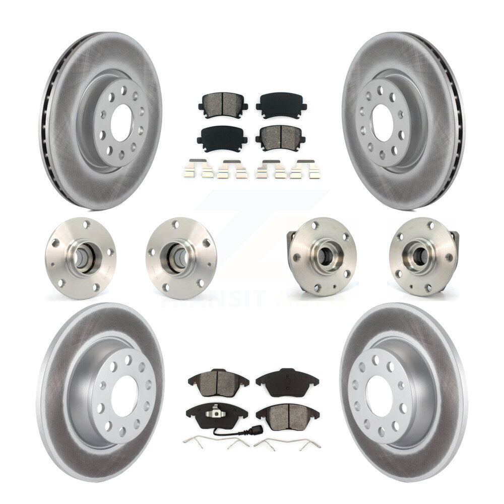 Hub Bearing Coated Disc Brake Rotor Pad Front Rear Kit (10Pc) For Volkswagen GTI